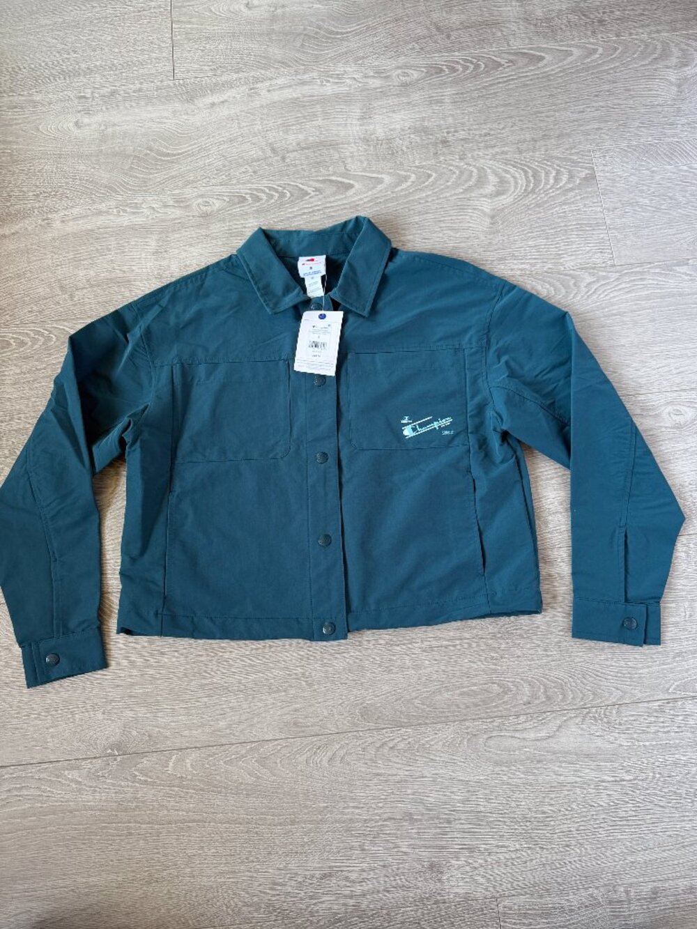 Champion Women's Teal Cropped Lightweight Jacket Size S NWT